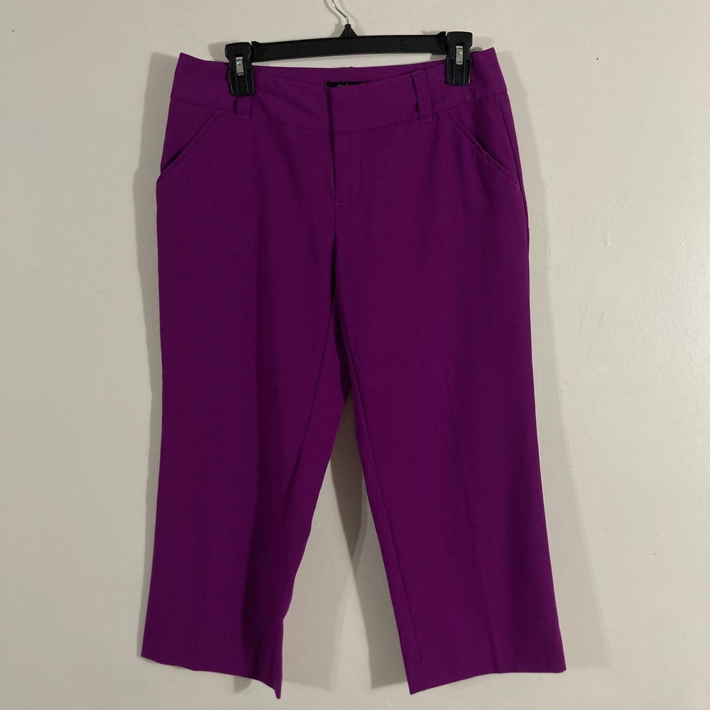 Daisy Fuentes Dress Pants Womens 4 Purple Pre Owned Cropped‎ Capri Dark Orchid